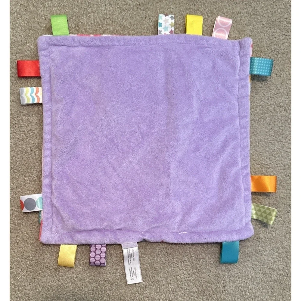 Bright Starts Tag Pink Flowers Baby Lovey Security Blanket Tags Teething 12